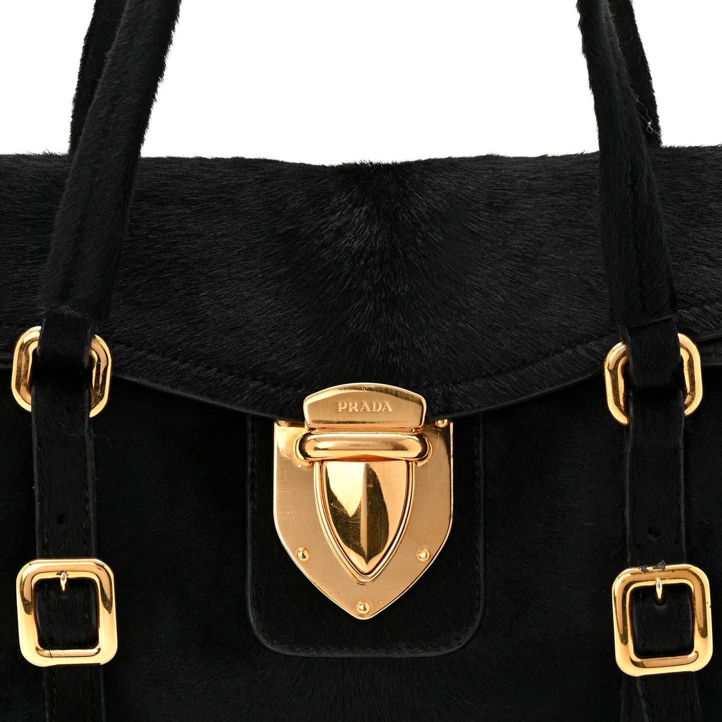 Calf Hair Shoulder Bag Black