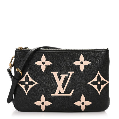Louis Vuitton Empreinte Monogram Giant Double Zip Pochette Black Cream 1 of 13
