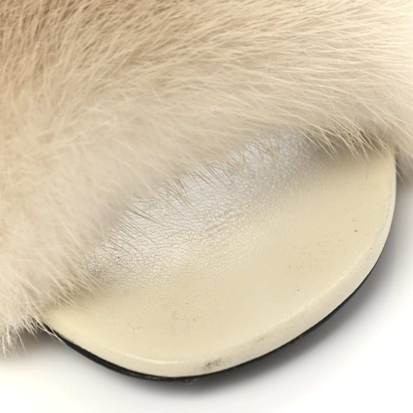Mink Calfskin Roy Mule Sandals 36 Cream