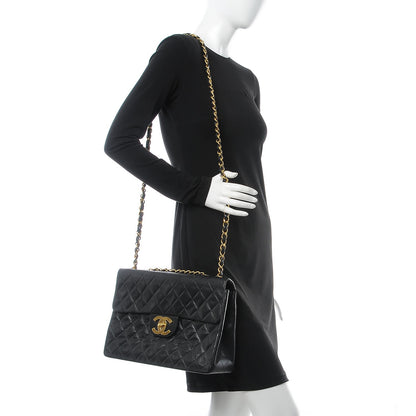 Chanel Lambskin Quilted XL Jumbo Single Flap Black 2 of 9