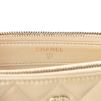Chanel Iridescent Lambskin Quilted Pearl Clutch With Chain Beige 8 of 14