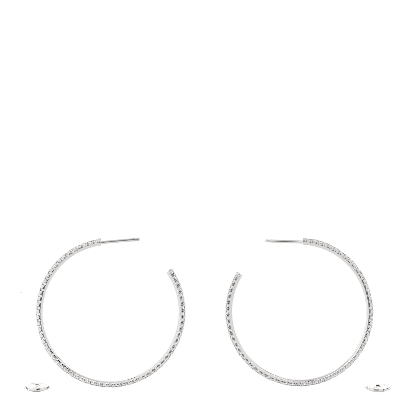18K White Gold Diamond Large Etincelle Hoop Earrings