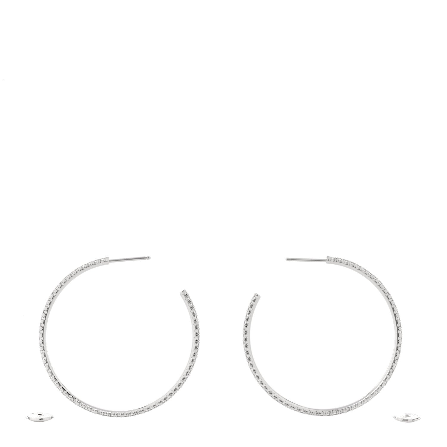 Cartier 18K White Gold Diamond Large Etincelle Hoop Earrings 3 of 5