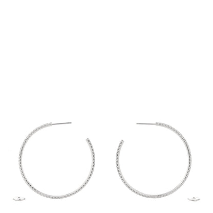 Cartier 18K White Gold Diamond Large Etincelle Hoop Earrings 3 of 5