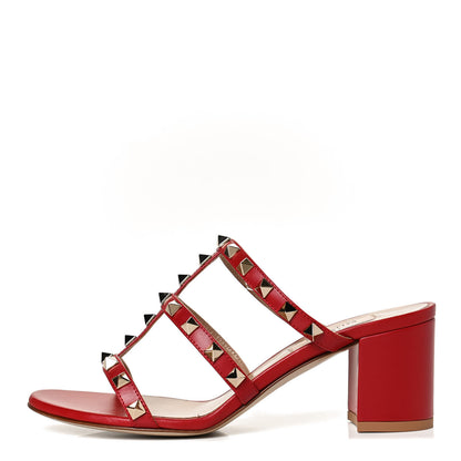 Valentino Garavani Calfskin Rockstud 60mm Caged Slide Sandals 36 Rosso Valentino 1 of 13