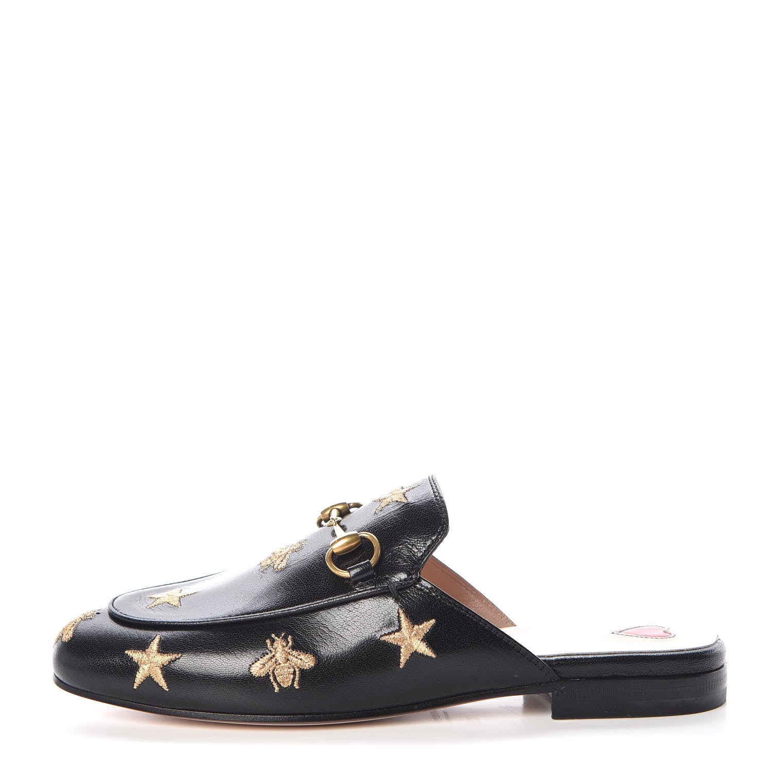 Gucci Goatskin Bee Star Embroidered Womens Princetown Slippers 35 Black 1 of 8