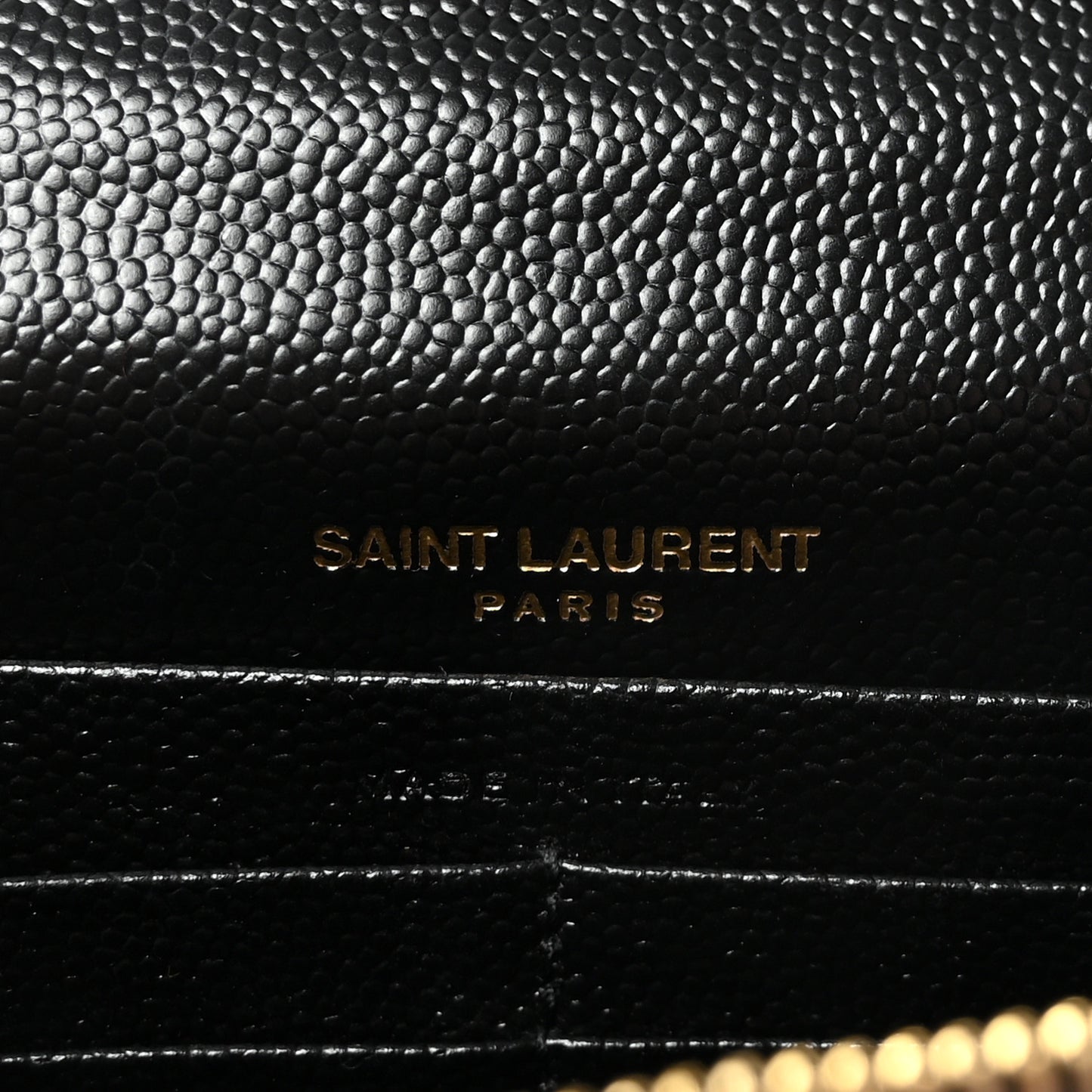 Grain De Poudre Matelasse Chevron Monogram Envelope Chain Wallet Black