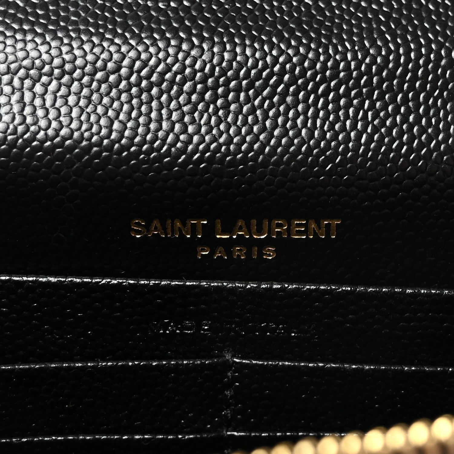 Saint Laurent Grain De Poudre Matelasse Chevron Monogram Envelope Chain Wallet Black 6 of 9