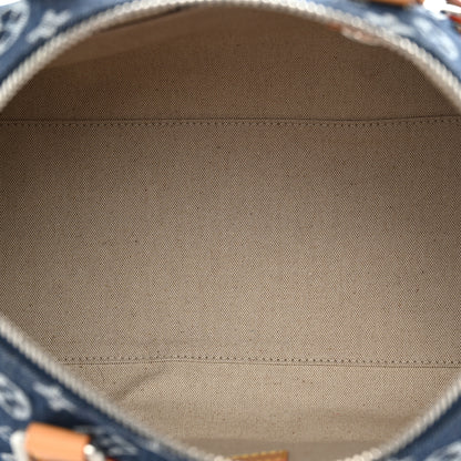 Louis Vuitton Monogram Heritage Denim Flowers Speedy Soft 30 Blue 5 of 9