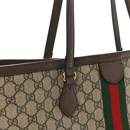 Gucci GG Supreme Monogram Textured Calfskin Web Medium Ophidia Shopping Tote Beige Ebony New Acero 12 of 12