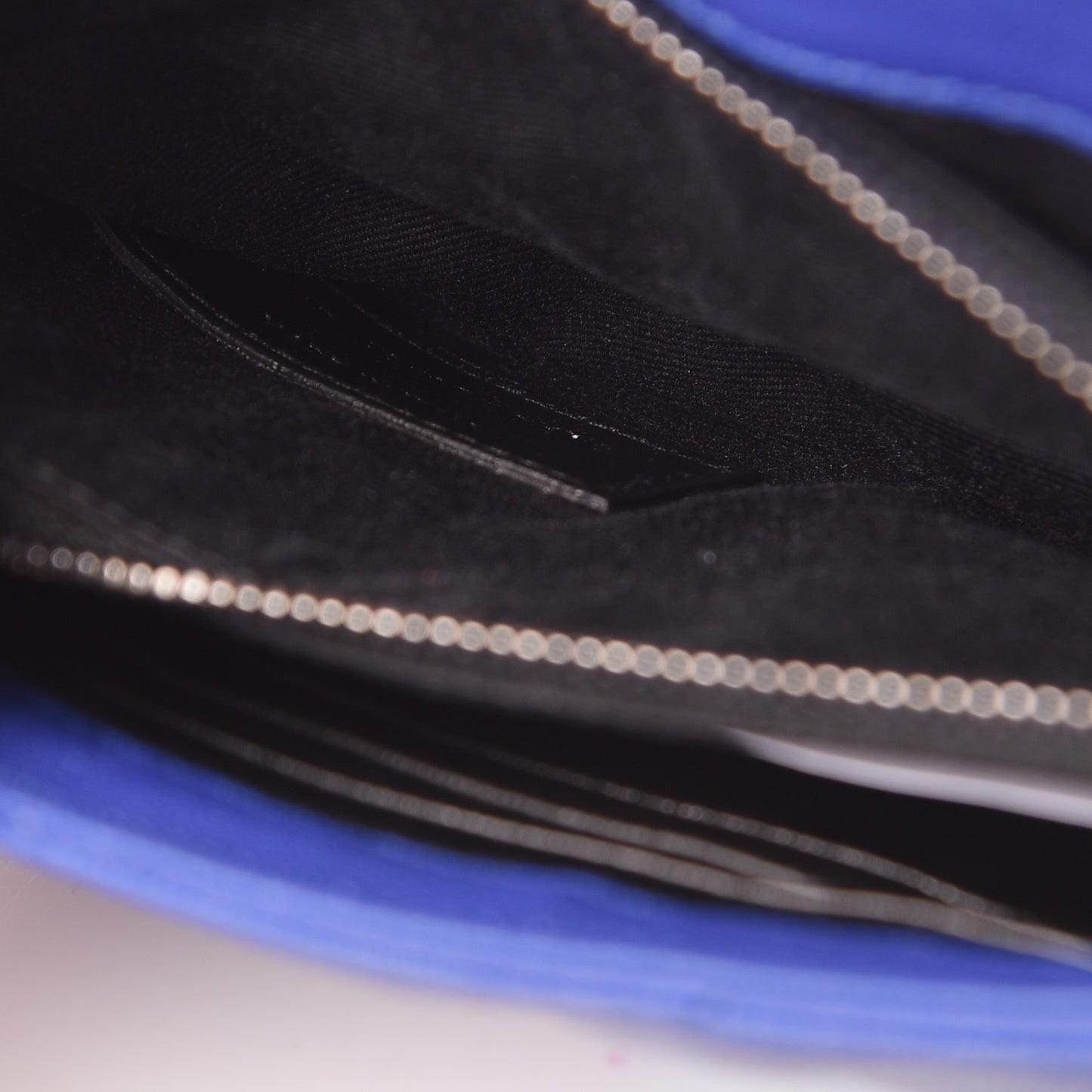 Sheepskin Matelasse Chevron Monogram College Chain Wallet Royal Blue