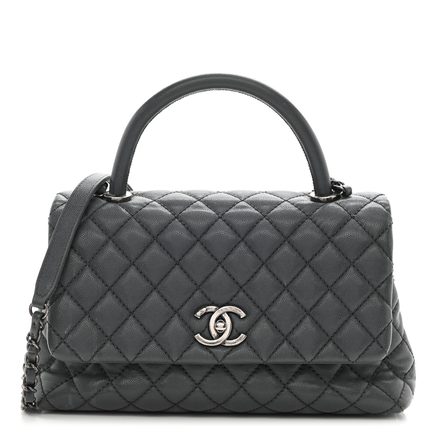 Chanel Caviar Quilted Small Coco Handle Flap Grey 1 of 15