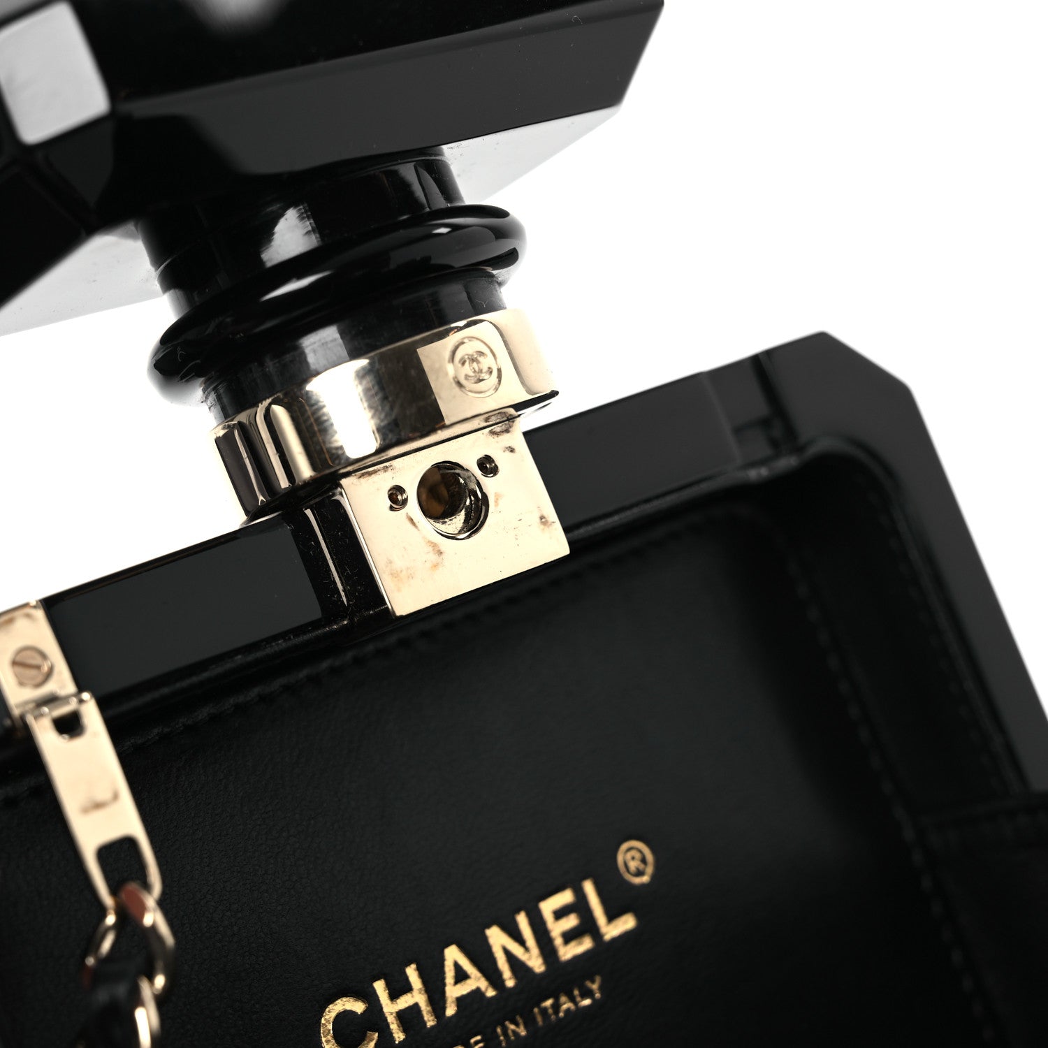 Chanel Plexiglass Perfume Bottle Clutch Black 12 of 16