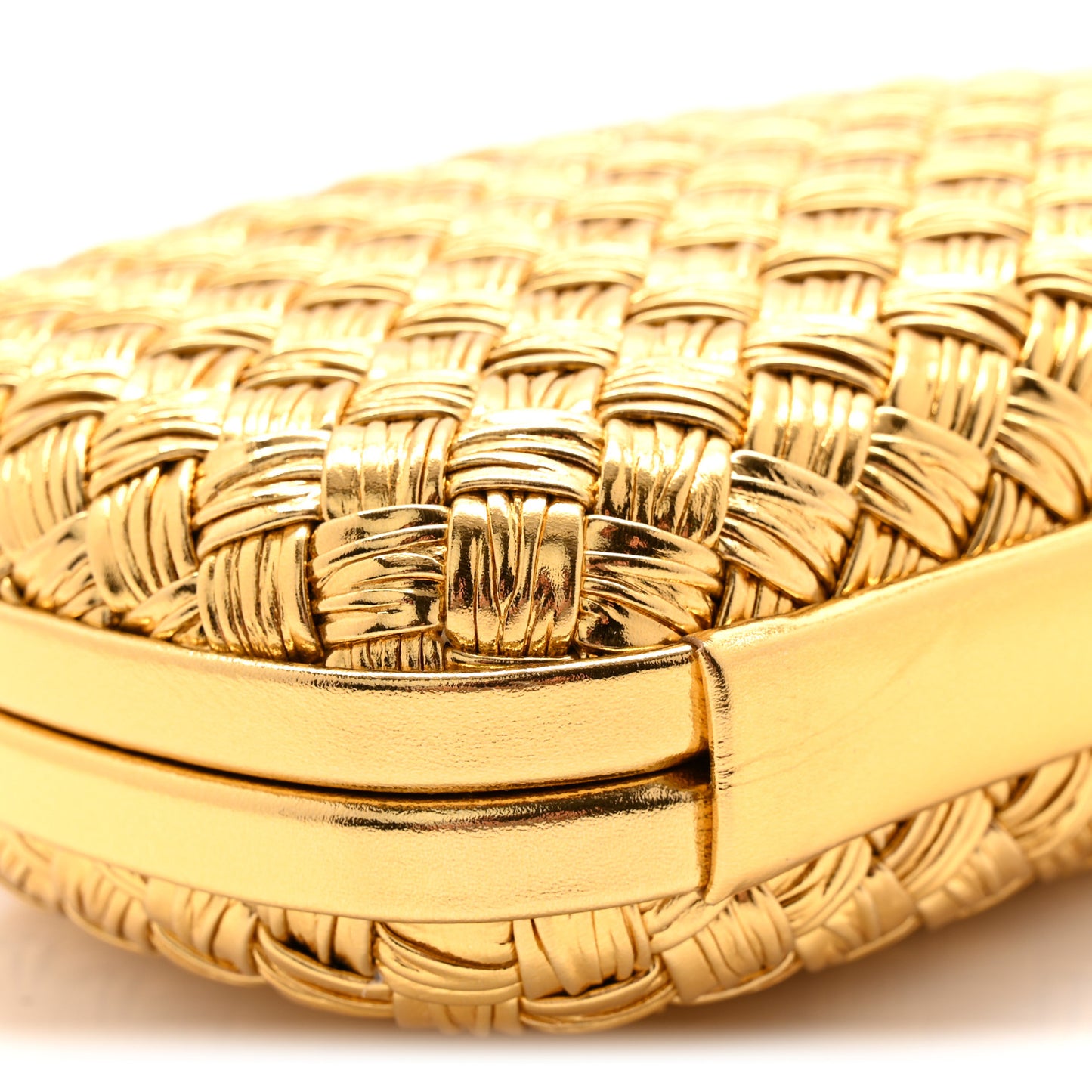 Metallic Intreccio Millefili Minaudiere Knot Clutch Gold
