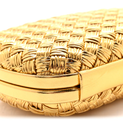 Bottega Veneta Metallic Intreccio Millefili Minaudiere Knot Clutch Gold 8 of 9