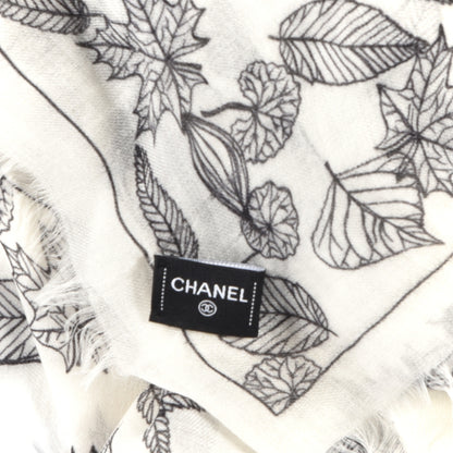 Chanel Cashmere CC Logo Leaves Scarf White Black 2 of 3