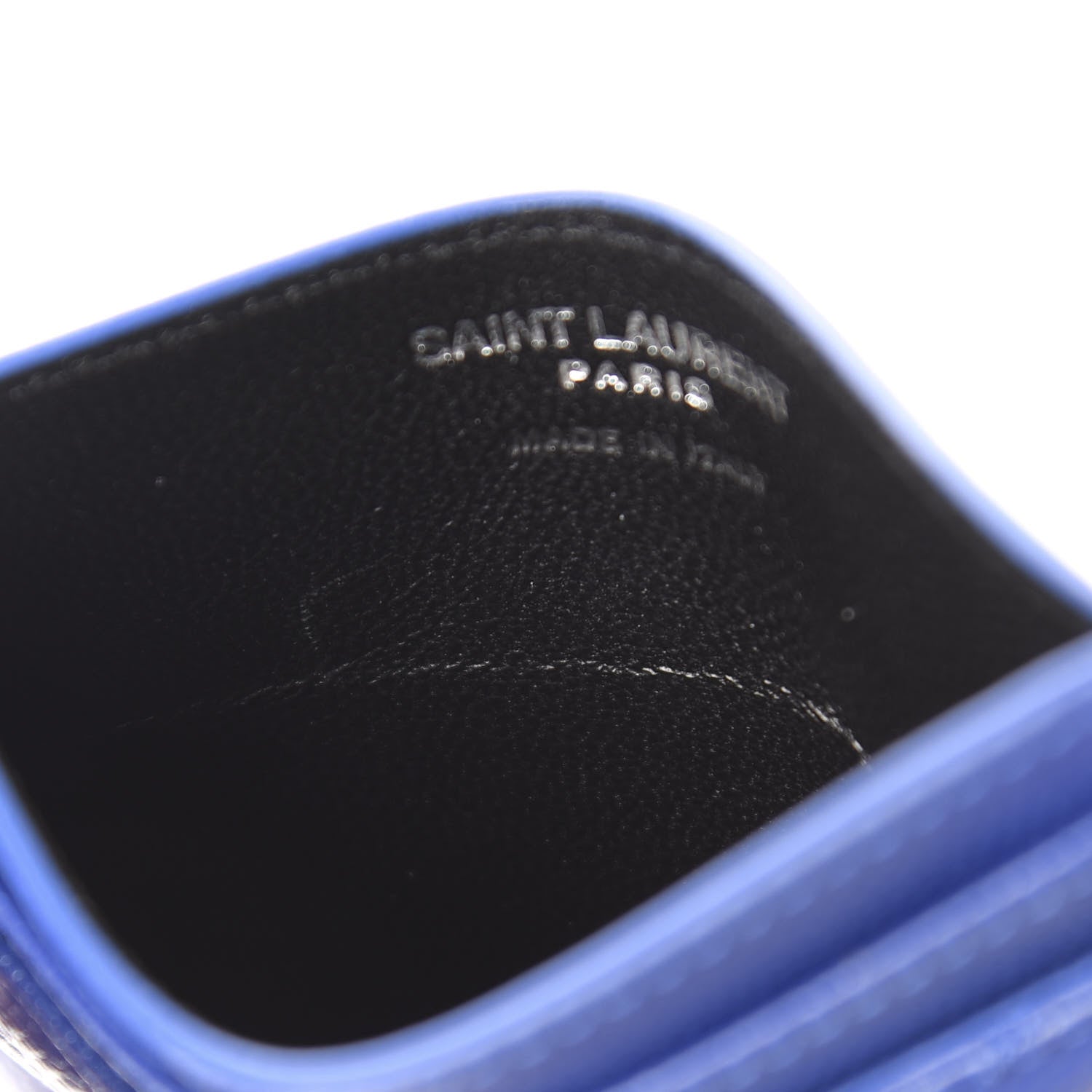 Saint Laurent Grain De Poudre Matelasse Credit Card Case Blue Majorelle 7 of 9
