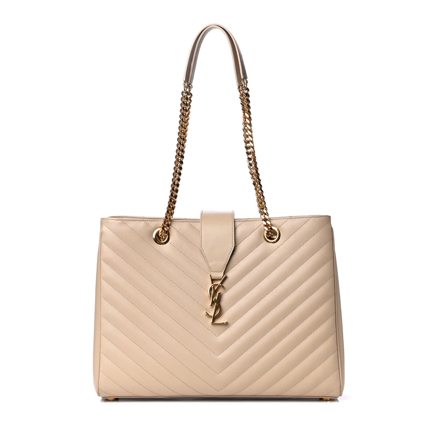 Grain De Poudre Matelasse Chevron Monogram Shopping Bag Nude Powder