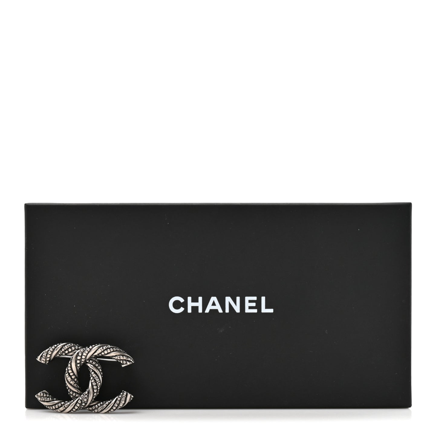 Ruthenium Twisted CC Brooch Silver