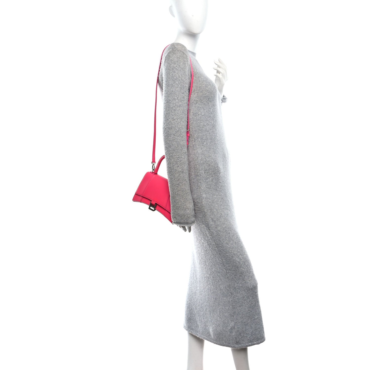 Balenciaga Shiny Box Calfskin Small Hourglass Top Handle Bag Acid Fuchsia 2 of 10