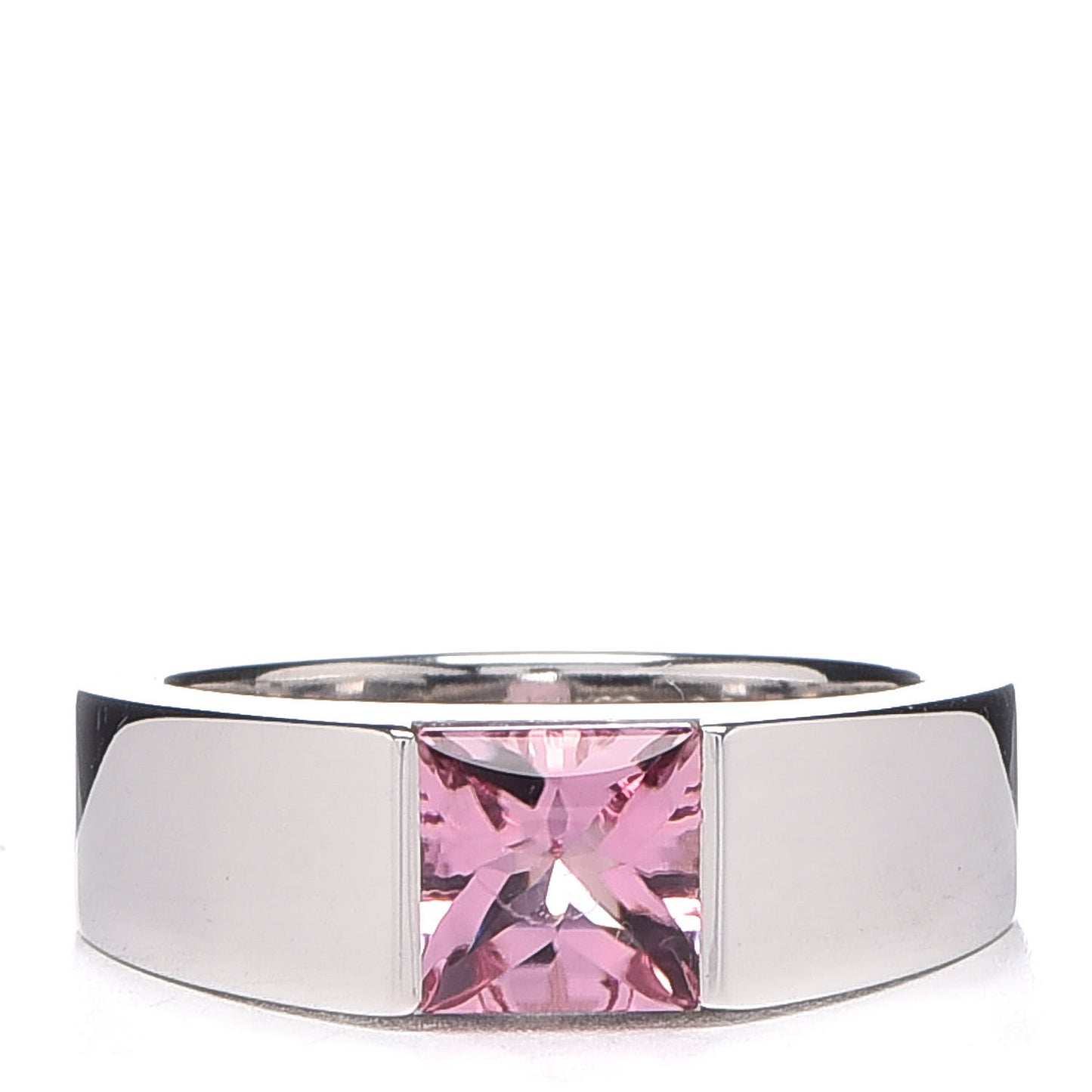 18K White Gold Pink Tourmaline Tank Ring 48 4.5