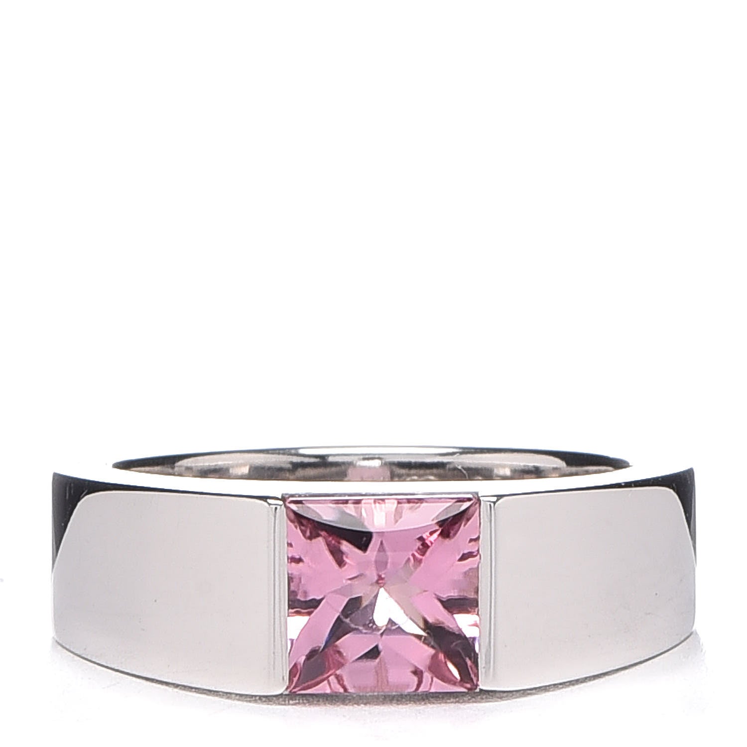 Cartier 18K White Gold Pink Tourmaline Tank Ring 48 4.5 1 of 5