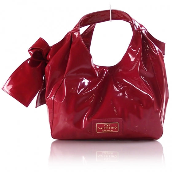 Valentino Garavani Patent Lacca Nuage Bow Hobo Scarlet 1 of 10