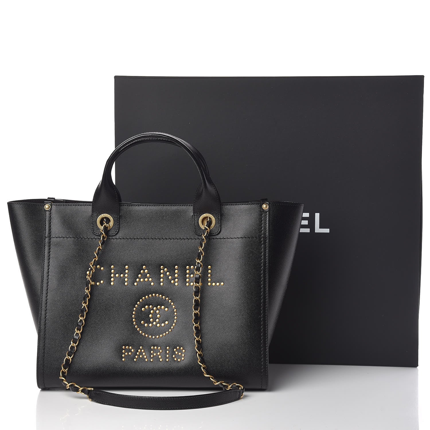 Chanel Caviar Small Studded Deauville Tote Black 16 of 16