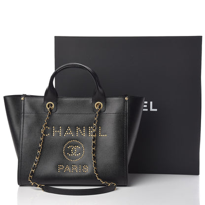 Chanel Caviar Small Studded Deauville Tote Black 16 of 16