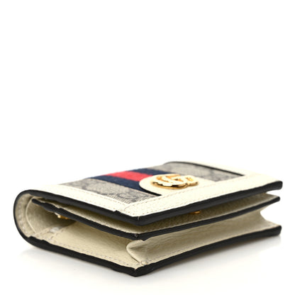 Gucci GG Supreme Monogram Textured Dollar Calfskin Web Ophidia Card Case Beige Ebony Mystic White 4 of 8