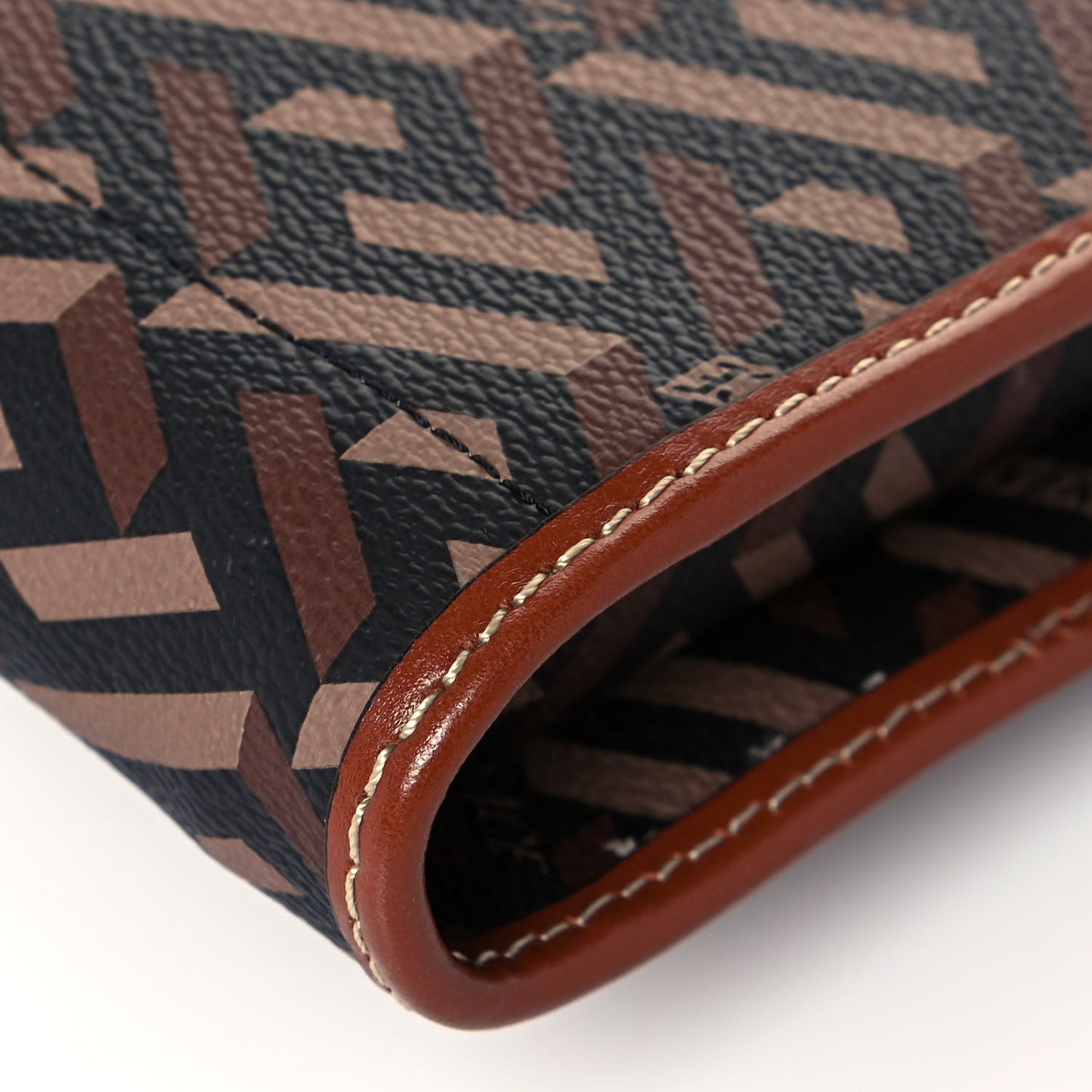 Coated Canvas La Greca Signature Wallet On Chain Black Caramel
