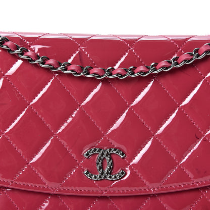 Chanel Patent Quilted Brilliant Wallet On Chain WOC Dark Pink 10 of 12