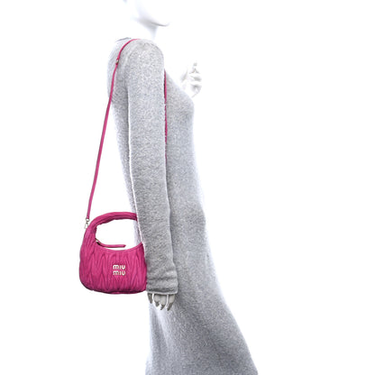 Miu Miu Suede Matelasse Mini Wander Hobo Fuxia 2 of 11