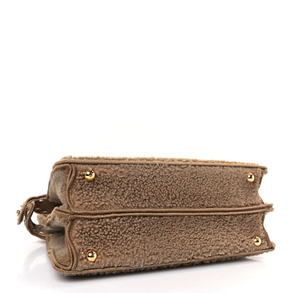 Fendi Curly Shearling Shiny Nappa Small Peekaboo I SEE U Satchel Camel 4 of 8