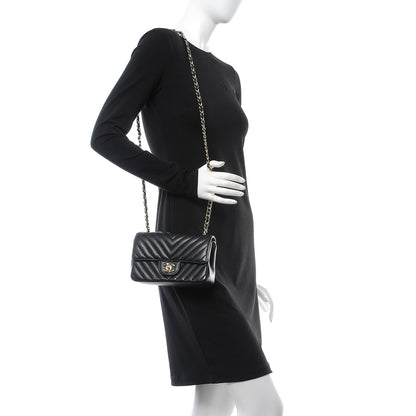 Chanel Lambskin Chevron Quilted Mini Rectangular Flap Black 2 of 13