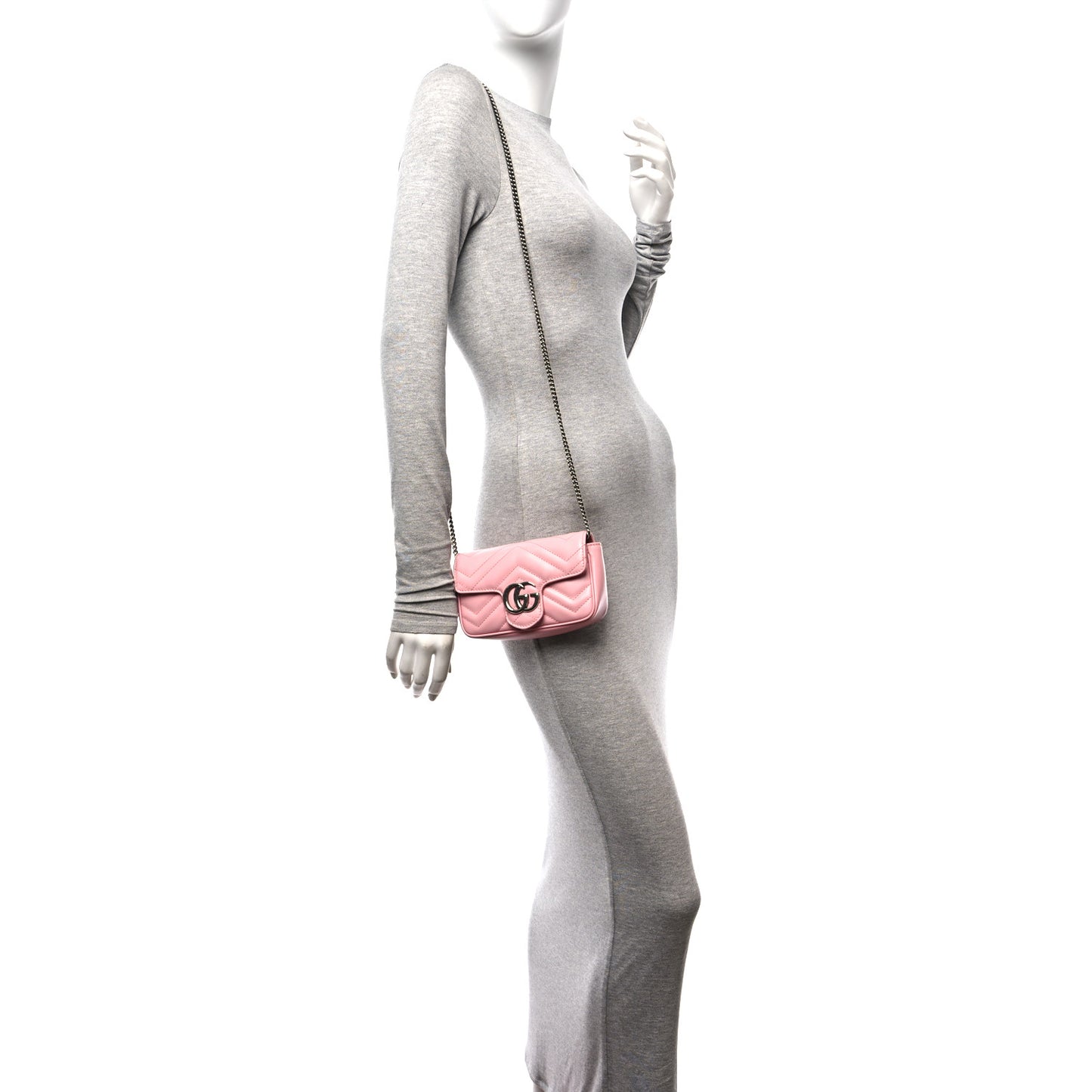 Calfskin Matelasse Super Mini GG Marmont Shoulder Bag Wild Rose