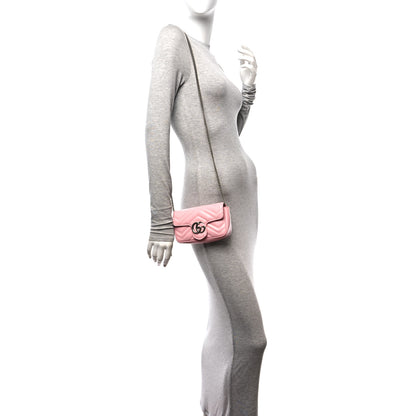 Gucci Calfskin Matelasse Super Mini GG Marmont Shoulder Bag Wild Rose 2 of 12