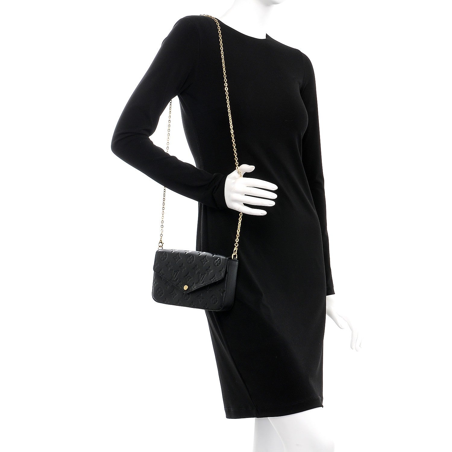 Louis Vuitton Empreinte Pochette Felicie Chain Wallet Black 2 of 8