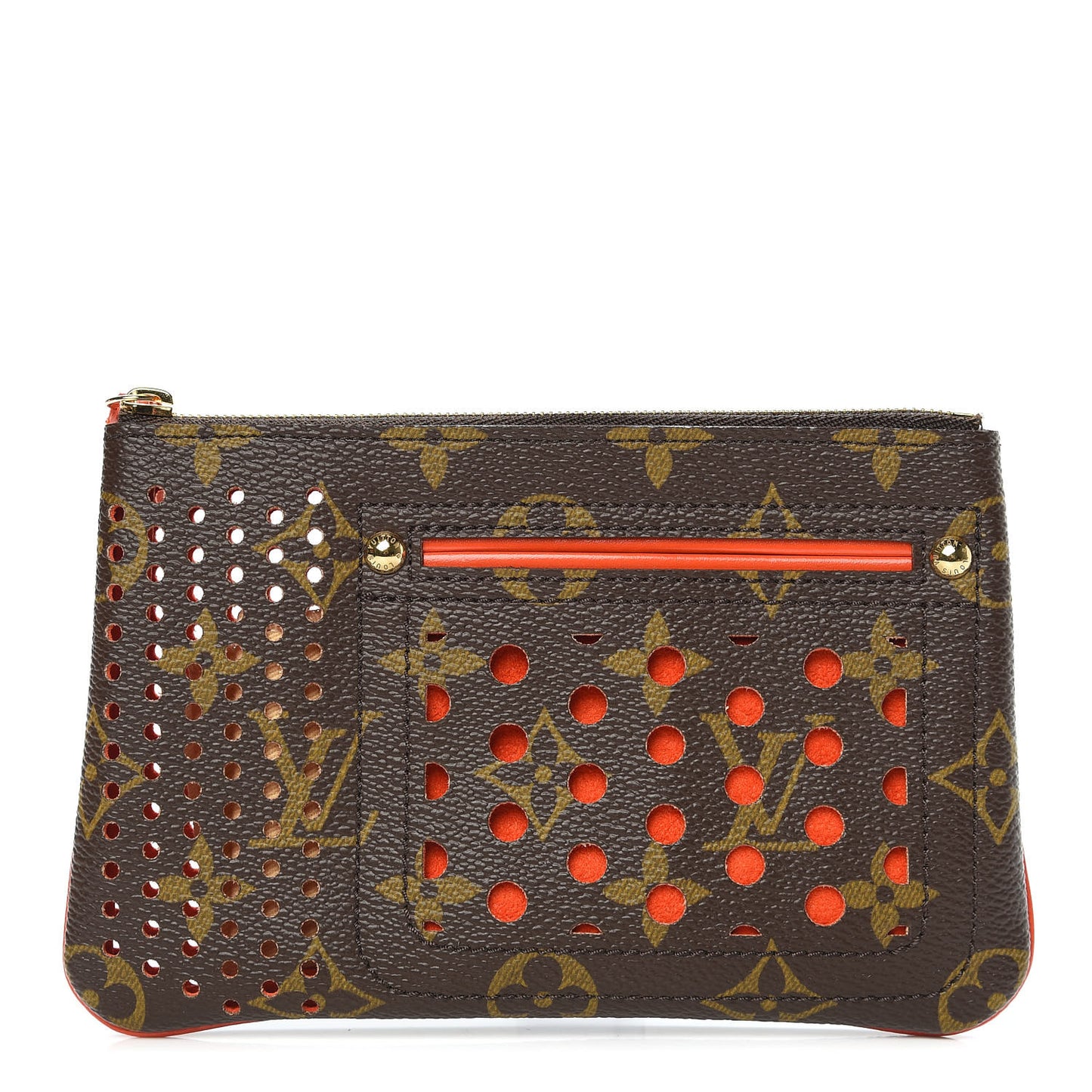 Monogram Perforated Pochette Plat Orange