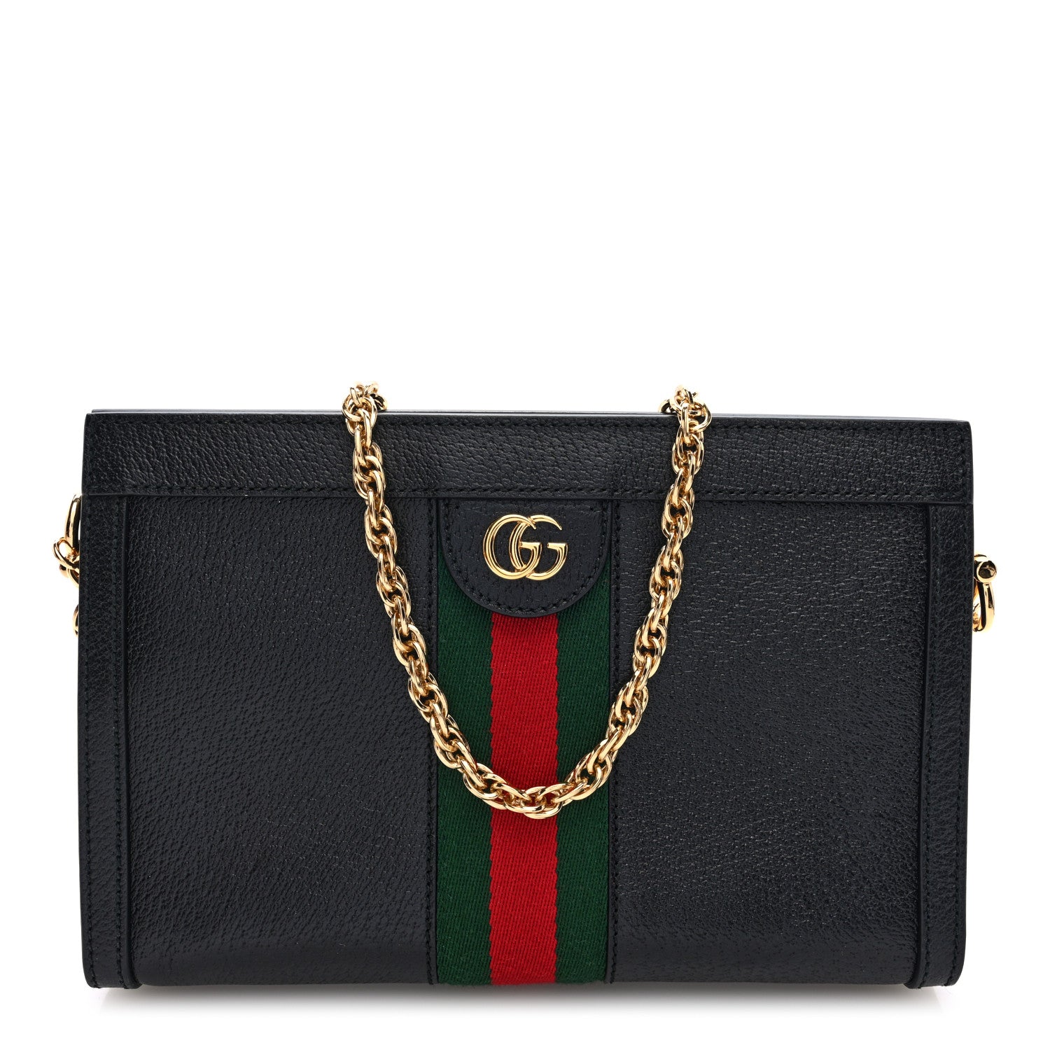 Gucci Calfskin GG Web Small Ophidia Chain Shoulder Bag Black 1 of 11