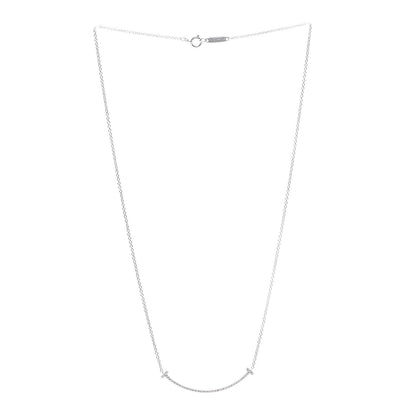 Tiffany 18K White Gold Diamond Small T Smile Pendant Necklace 3 of 6