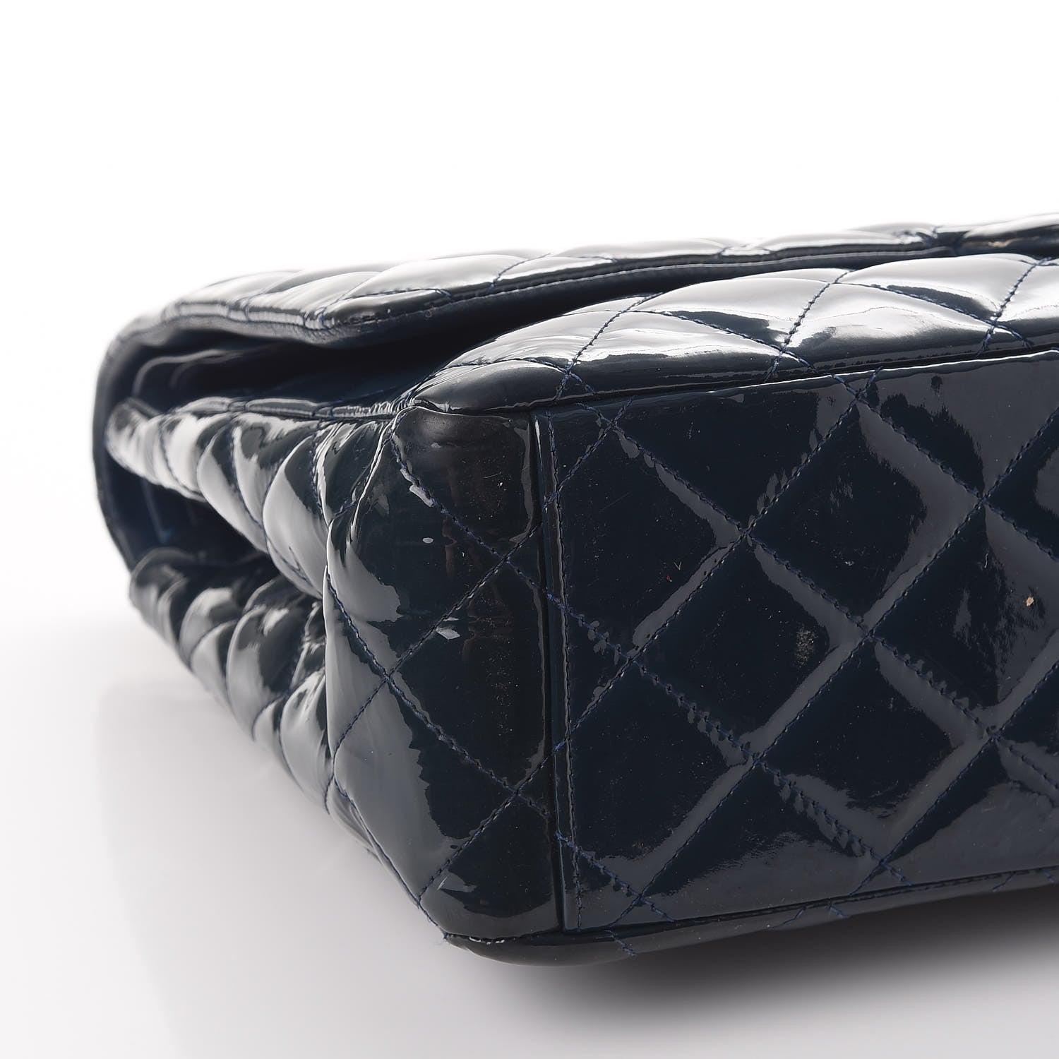 Chanel Patent Quilted Maxi Double Flap Navy Blue 11 of 15