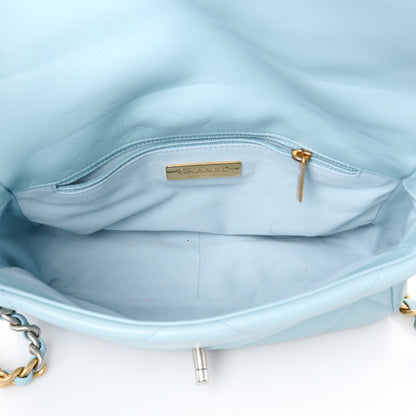 Chanel Lambskin Quilted Medium Chanel 19 Flap Light Blue 5 of 10