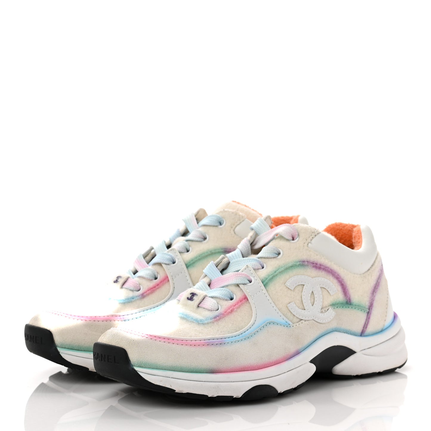 Wool Suede Calfskin CC Sneakers 36 Multicolor