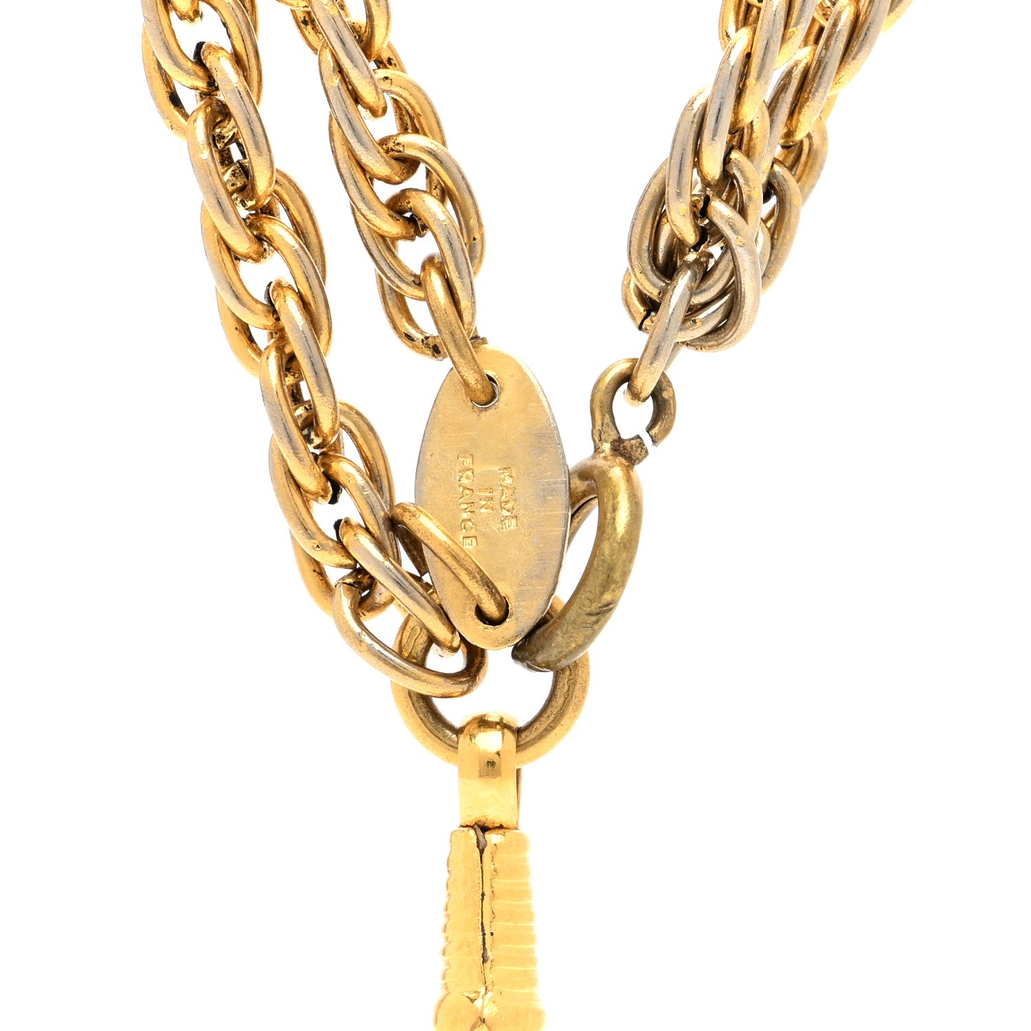 Chanel Metal CC Sunburst Chain Pendant Necklace Gold 4 of 5