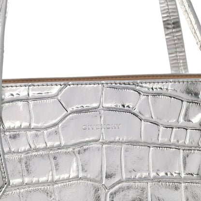 Givenchy Metallic Calfskin Crocodile Embossed Wing Tote Silver 9 of 12