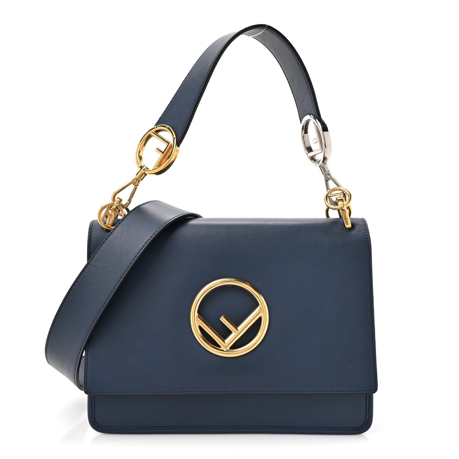Fendi Vitello Century Opaco F is Fendi Kan I Shoulder Bag Blu Scuro 1 of 19