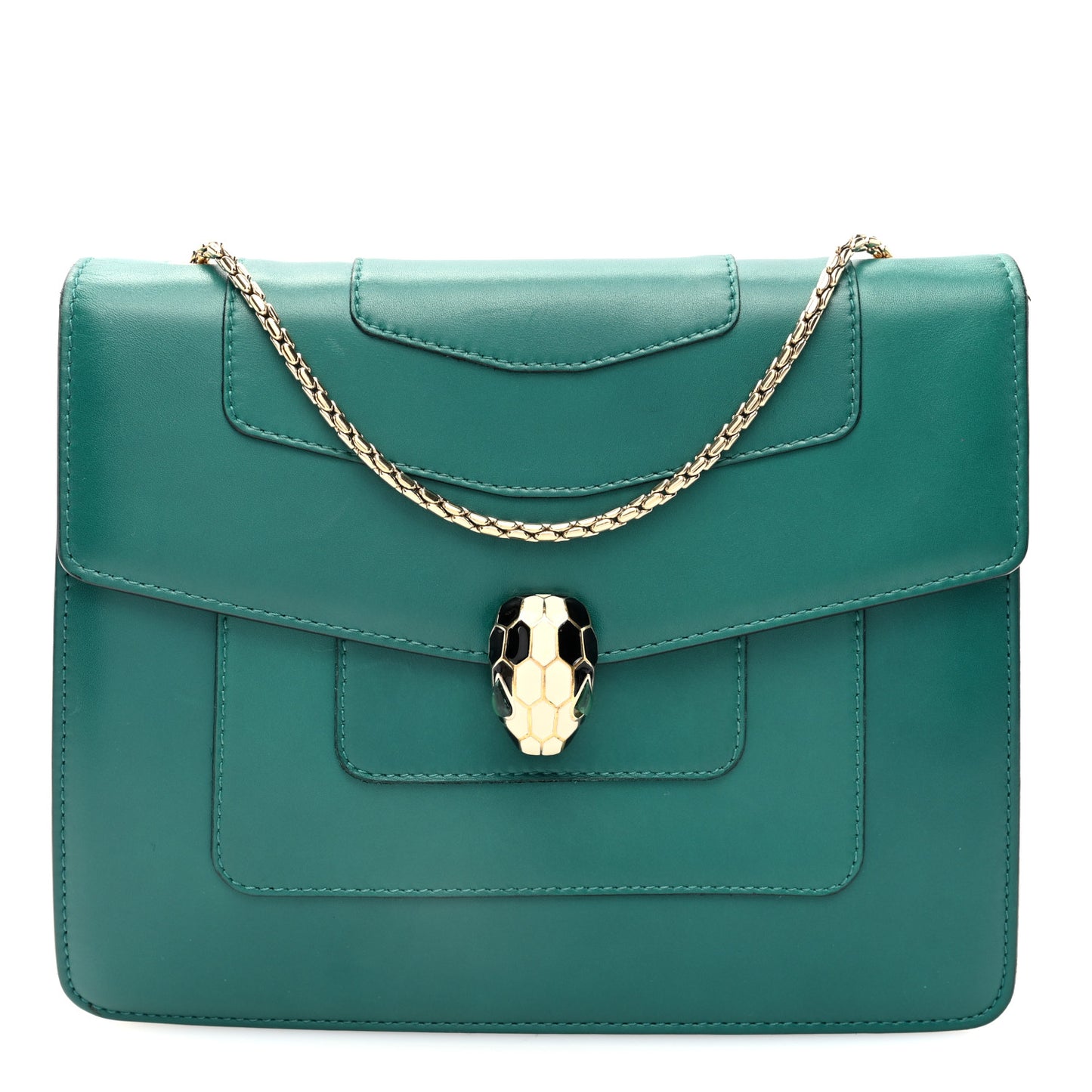 Calfskin Serpenti Forever Snake Strap Crossbody Bag Emerald Green