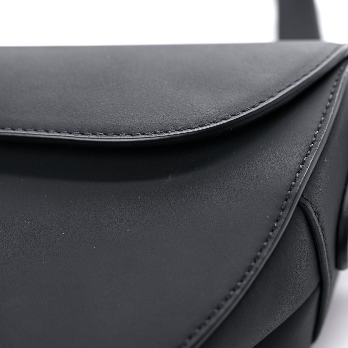 Ultra Matte Calfskin Saddle Bag With Strap Black