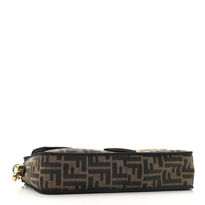 Fendi Fabric Jacquard FF 1974 Medium Baguette Tobacco Moro Black 4 of 9